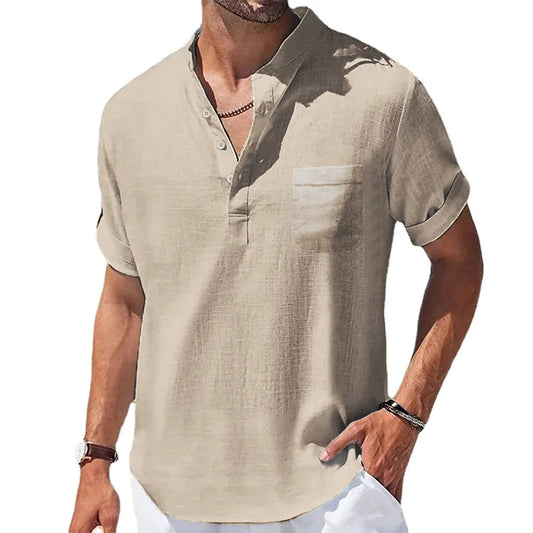 Linen Breeze Henley Shirt – Cotton Comfort & Smart Casual Style