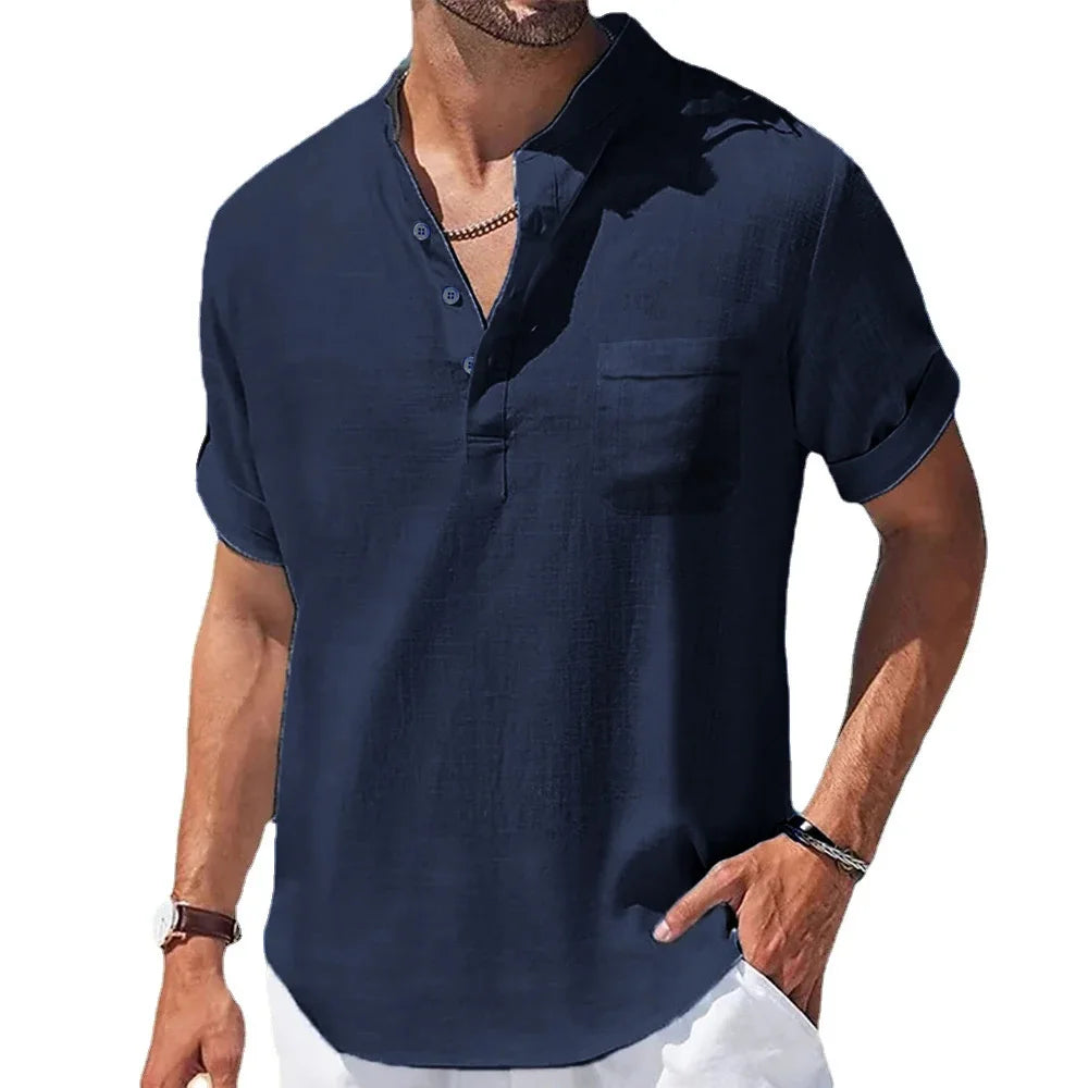 Linen Breeze Henley Shirt – Cotton Comfort & Smart Casual Style
